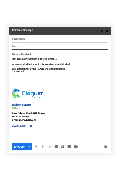 Mairie de Cléguer, signature email réalisé par ARTGO Média