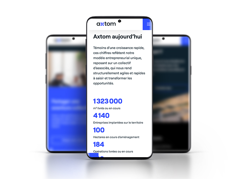 AXTOM, refonte de site institutionnel WordPress par ARTGO Média, vue mobile
