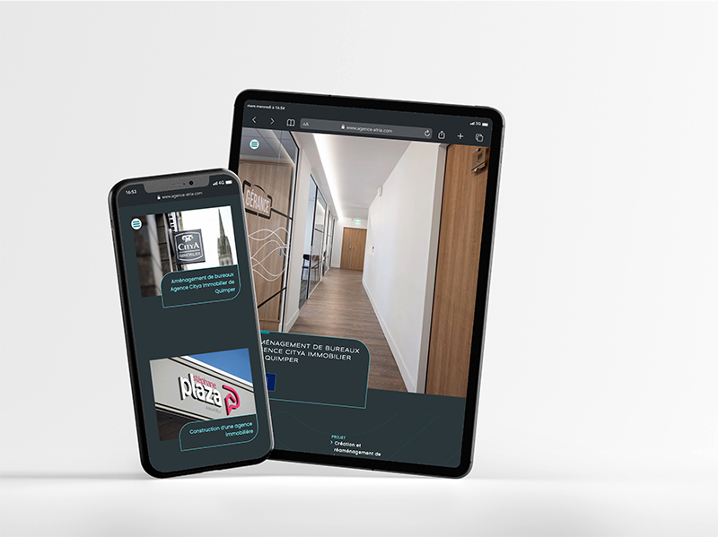 ATRIA, réalisation d'un site internet vitrine sous WordPress, vue mobile