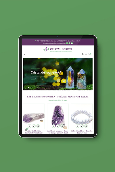 Cristal Forest, refonte du site e-commerce par ARTGO Média vue tablette