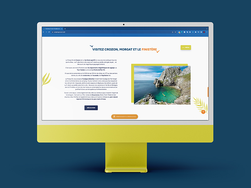 Camping de la Presqu'île de Crozon, site internet vitrine par ARTGO Média, vue PC