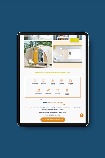 Camping de la Presqu'île de Crozon, site internet vitrine par ARTGO Média, vue tablette