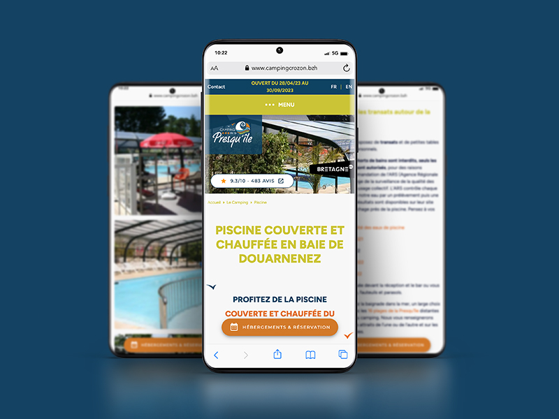 Camping de la Presqu'île de Crozon, site internet vitrine par ARTGO Média, vue mobile 2