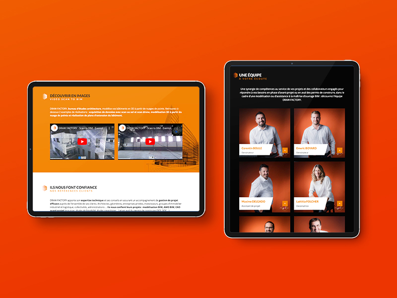 DRAW-FACTORY, site vitrine WordPress réalisé par ARTGO Média, vue tablette