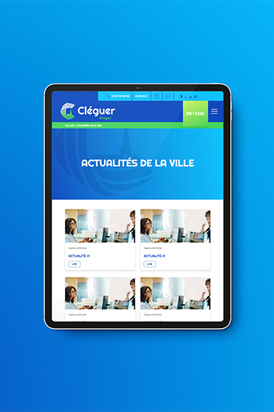 Mairie de Cléguer, site internet réalisé par ARTGO Média, vue tablette 2