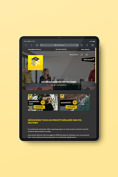 PIX-FACTORY, refonte site internet vitrine par ARTGO Média, vue tablette