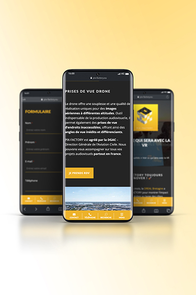 PIX-FACTORY, refonte site internet vitrine par ARTGO Média, vue mobile 2